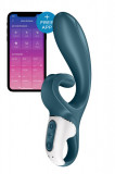 Vibrator Rabbit Hug Me Blueooth Control, Free App, Silicon, USB, Albastru, 20 cm, Satisfyer