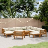 VidaXL Set mobilier grădină cu perne crem 12 piese lemn masiv acacia 3086943
