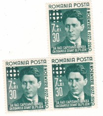 TIMBRE ROMANIA 1940 MISCAREA LEGIONARA CORNELIU ZELEA CODREANU BLOC 3 TIMBRE