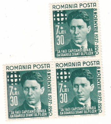 TIMBRE ROMANIA 1940 MISCAREA LEGIONARA CORNELIU ZELEA CODREANU BLOC 3 TIMBRE foto