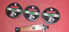 600 alice pelete capse 6.35 mm - GAMO HUNTER - 1.41 gr. + briceag buton stiletto foto