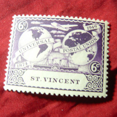 Timbru St.Vincent colonie britanica 1949 UPU , val. 6c