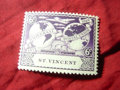 Timbru St.Vincent colonie britanica 1949 UPU , val. 6c foto