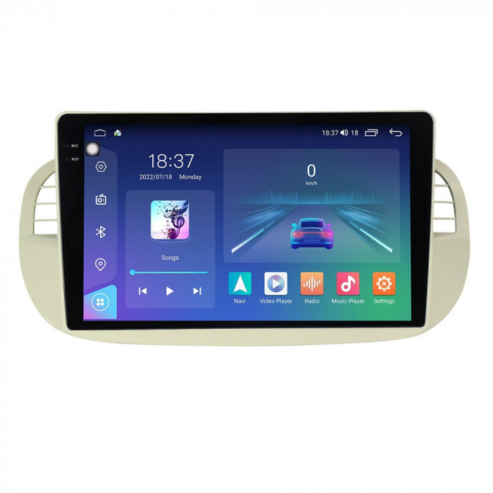 Navigatie dedicata cu Android Fiat 500 2007 - 2015, gri, 4GB RAM, Radio GPS