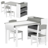 AIYAPLAY Mobilier pentru Copii 3-8 Ani cu 2 Scaune și Masă Gri și Alb | Aosom Romania