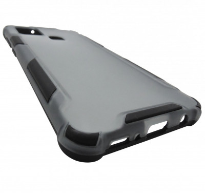 Husa tip capac spate Atlas antisoc plastic gri semitransparent + silicon negru pentru Samsung Galaxy A21s (SM-A217F) foto