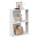 Biblioteca 3 Niveluri vidaXL, Alb, 60x30x80cm, Lemn, Rafturi Depozitare Carti, Mobilier Living