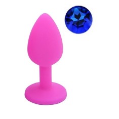 Dop Anal Silicone Buttplug Small, Roz/Albastru Inchis, Guilty Toys