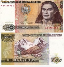 PERU 500 intis 1987 UNC!!!