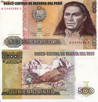 PERU 500 intis 1987 UNC!!! foto