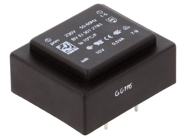 Transformator &icirc;ncapsulat 0,5VA 230VAC 10V 50mA PCB