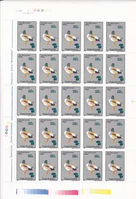 PASARI DOMESTICE,CU SUPRATIPAR CIUPERCA ,MINICOALA DE 25 TIMBRE ,2001,MNH. foto