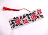 semn de carte motiv traditional rosu cu negru 35787