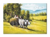 Cumpara ieftin Tablou pictat manual, Car cu boi, 70x50cm ulei pe panza, reproducere Nicolae Grigorescu