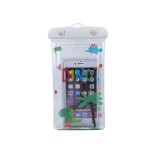 Husa subacvatica glitter kids waterproof flippy, snowproof, universala, cu snur, pentru telefon sau documente, dino, alb