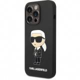 Husa pentru Apple iPhone 14 Pro Max, Karl Lagerfeld, Liquid Silicone Ikonik NFT, Neagra KLHCP14XSNIKBCK