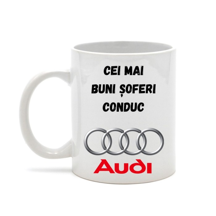 Cana alba personalizata &rdquo;Cei mai buni soferi conduc Audi&rdquo;, INOVATIX&reg;. 330 ml