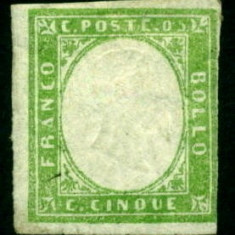 Italy Sardinia 1855 Definitives, King Viktor Emanuel II, 5c emerald, MH AM.157