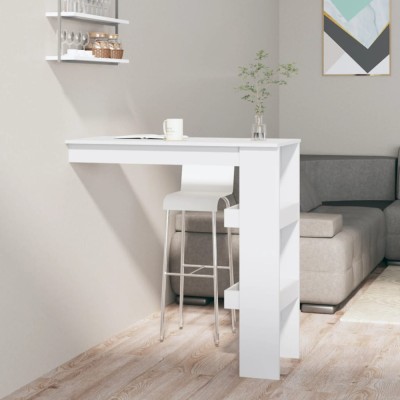 Gossi masa bar de perete alb extralucios 102x45x103,5cm lemn compozit foto