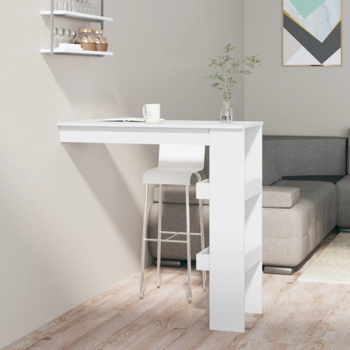 Gossi masa bar de perete alb extralucios 102x45x103,5cm lemn compozit