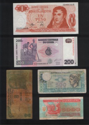 Set 5 bancnote de prin lume adunate (cele din imagini) #140 foto