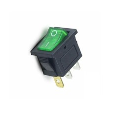 Intrerupator Rocker dreptunghiular miniatura SPST ON-OFF Verde cu led 250V 6A IP20 KCD1-2 3pini