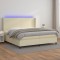 vidaXL Pat cu arcuri, saltea și LED, crem, 200x200 cm, piele ecologică 3139285