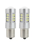 Set 2 bec led auto P21W (BA15S), Canbus cu 24SMD cu lupa 12v/24v 800lm Alb