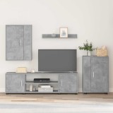 vidaXL Set comodă TV Pe perete 4 pcs Gri din beton Lemn compozit 3397899
