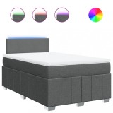 Cumpara ieftin Pat box spring cu saltea, gri inchis, 120x190 cm, textil