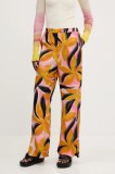 Desigual pantaloni EOS femei, culoarea roz, lat, high waist, 25SWPW14