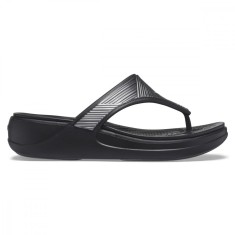 Șlapi Crocs Monterey Metallic Wedge Flip Negru - Black