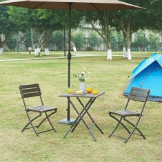 Masa pliabila camping Lillestr&amp;oslash;m 61,5x61,5x73cm maro inchis [en.casa] HausGarden Leisure foto