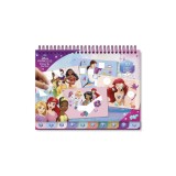 Carte de colorat &amp; abtibilduri cu numere - Disney Princess