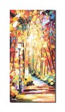 Cumpara ieftin Tablou pictat manual hol, living, dormitor, Aleea cu felinar , 80x40cm ulei pe panza in cutit efect 3D, Fabulos