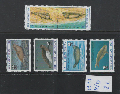 Turkmenistan 1993 nestampilat - Mi 30/35 - Pesti, fauna marina, WWF foto