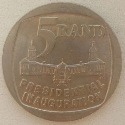 Moneda Africa de Sud - 5 Rand 1994 - Inaugurare Prezidentiala foto