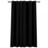 Cumpara ieftin Perdea opaca, aspect panza, cu ocheti, negru, 290 x 245 cm