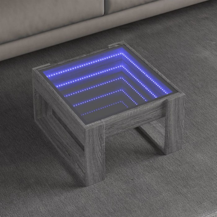 vidaXL Măsuță de cafea cu LED infinity, gri sonoma, 50x53x30 cm 847628