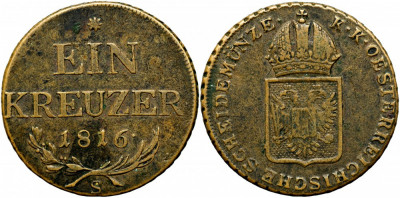 1816 S (Schmolinitz), 1 kreuzer - Francisc al II-lea - Imperiul Habsburgic! foto