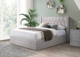 Cumpara ieftin Pat tapitat Prestige 1, 180x200, cu somiera metalica rabatabila si spatiu de depozitare, culoare Crem