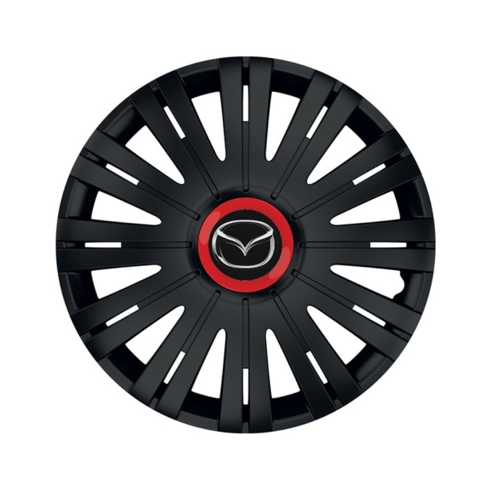Set 4 capace roti Negre Cu Inel Rosu Active R15 pentru gama auto Mazda
