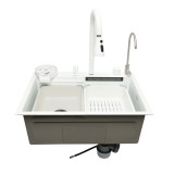 Chiuveta bucatarie multifunctionala din otel inoxidabil cu doua baterii, functie cascada, spalator pahare, dozator sapun, scurgator, tava, tocator si