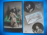 HOPCT 1677 CUPLU-ROMANTICA-FRANTA--LOT 2 CARTI POSTALE VECHI-CIRCULATE
