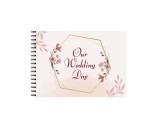 Set Album foto / GuestBook pentru nunta, flowers, A4 landscape, pix si dubluadeziv inclus, 3 piese, accesoriu nunta