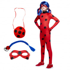 Costum pentru copii IdeallStore®, Miraculous Ladybug, tip combinezon, 7-9 ani, accesorii incluse