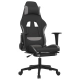 Cumpara ieftin Scaun de gaming cu suport picioare, negru/gri deschis, textil