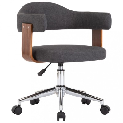 vidaXL Scaun de birou pivotant, gri, lemn curbat și material textil foto