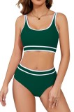 Set de bikini sport pentru femei, două piese, bustieră de &icirc;not &ndash; Verde/Alb L