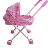 Carucior Landou Metal Papusi, 40cm, 2+ Ani, Fete. Carucior metalic pentru papusi cu landou textil si roti din plastic